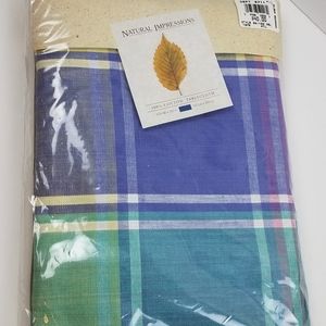 Natural Impressions Cotton Pastel Plaid Tablecloth